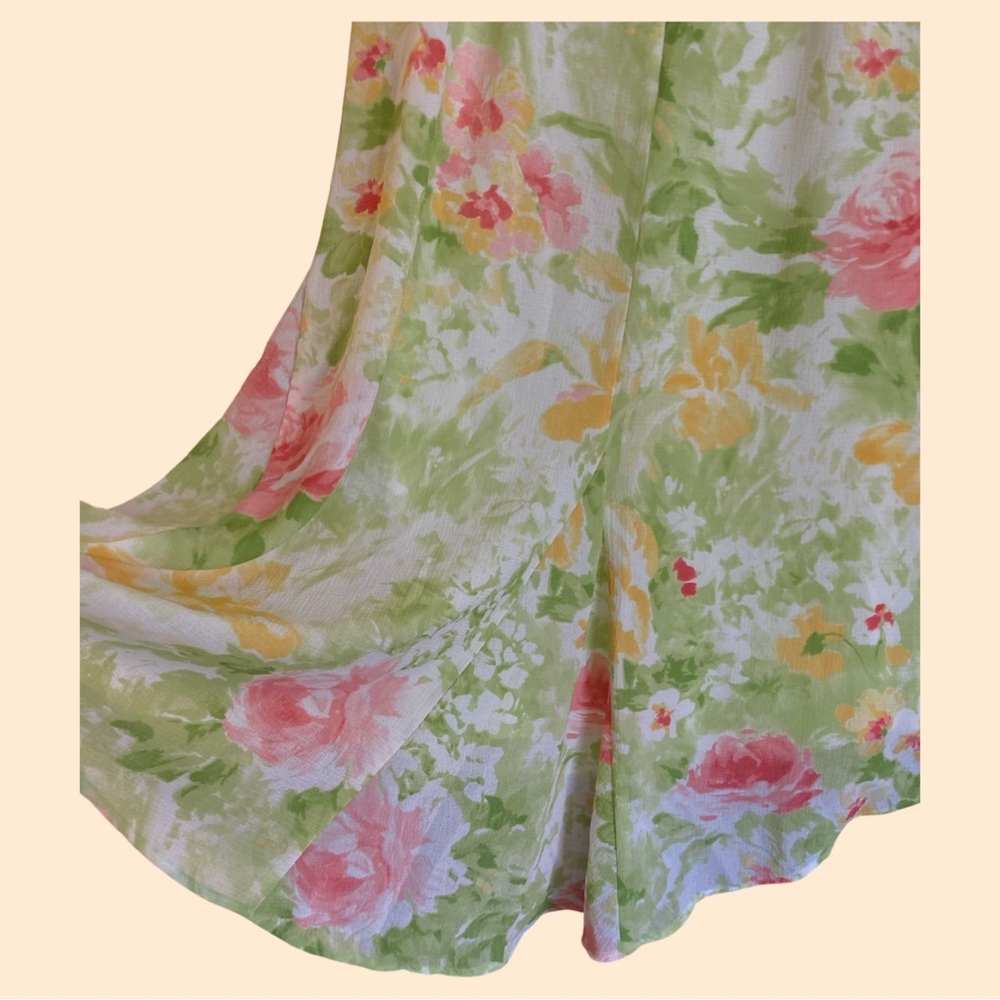 EMMA JAMES Floral Cottagecore Boho Women’s Skirt Gauzy Hi/Low Light Airy Lined - Picture 6 of 13